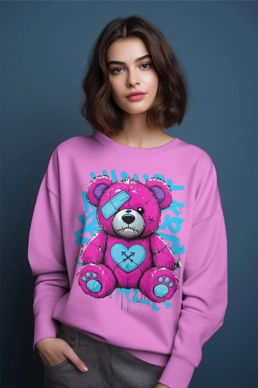 Graffiti Broken Heart Teddy Bear Sweatshirt