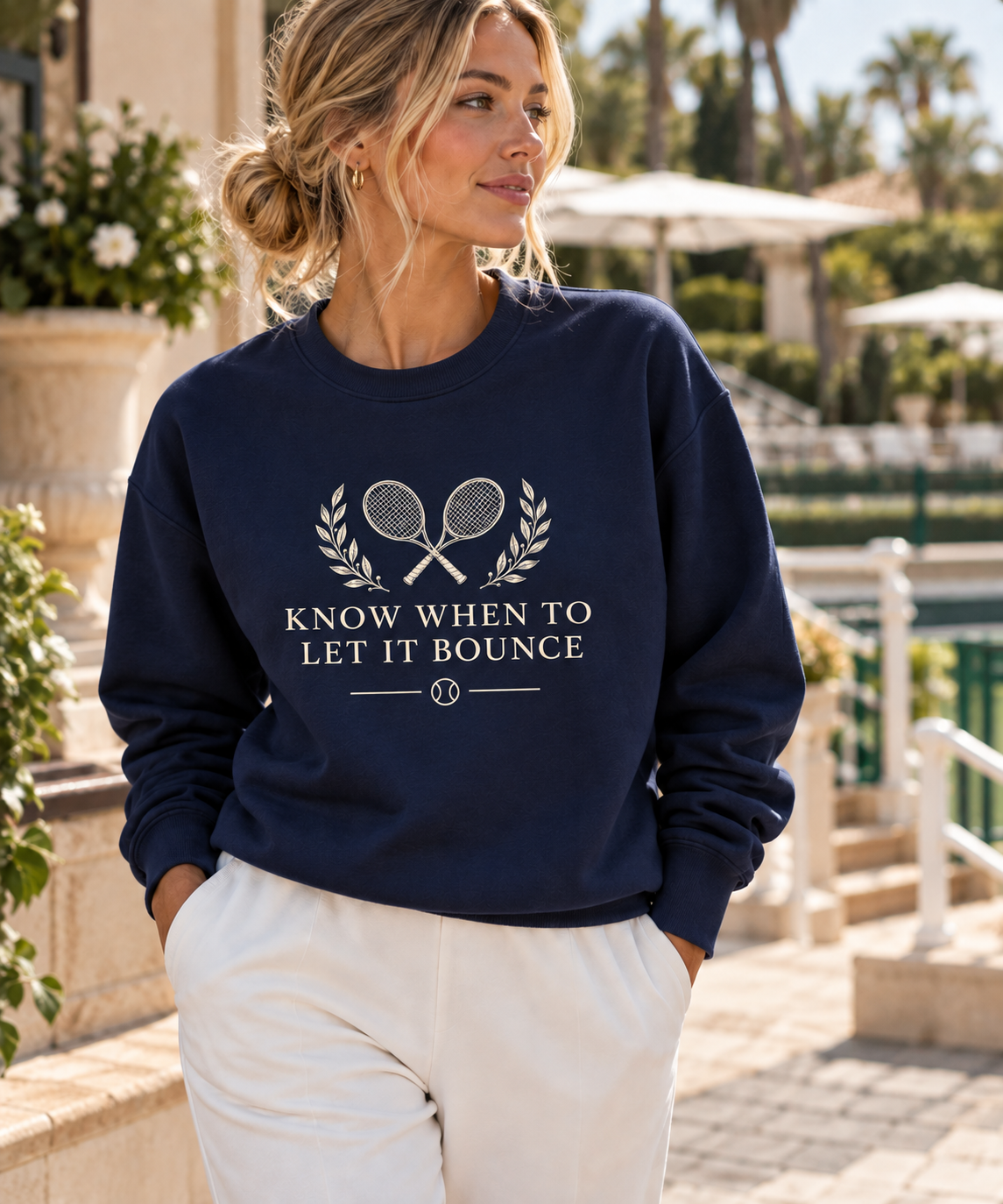 Know When to Let It Bounce Tennis Crewneck